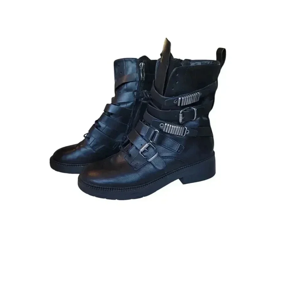 DKNY Ita Leather Strappy Buckle Ankle Boots Shoes Women's Size 8 - Picture 13 of 13